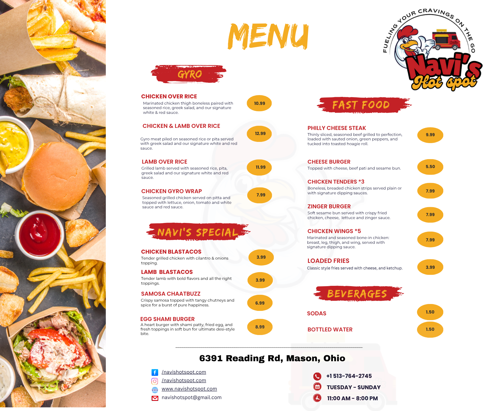 Navi's Hot Spot-Menu