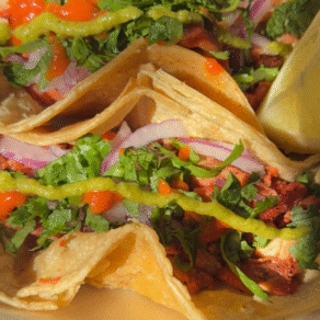 Halal tacos with fresh topping at Navi's Hot Spot