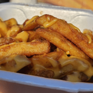 Freshly made loaded fries served at Navi’s Hot Spot